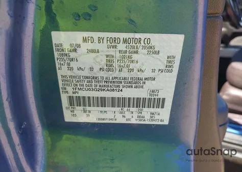 2009 Ford Escape Xlt z USA, uszkodzony, nr VIN 1FMCU03G29KA08124